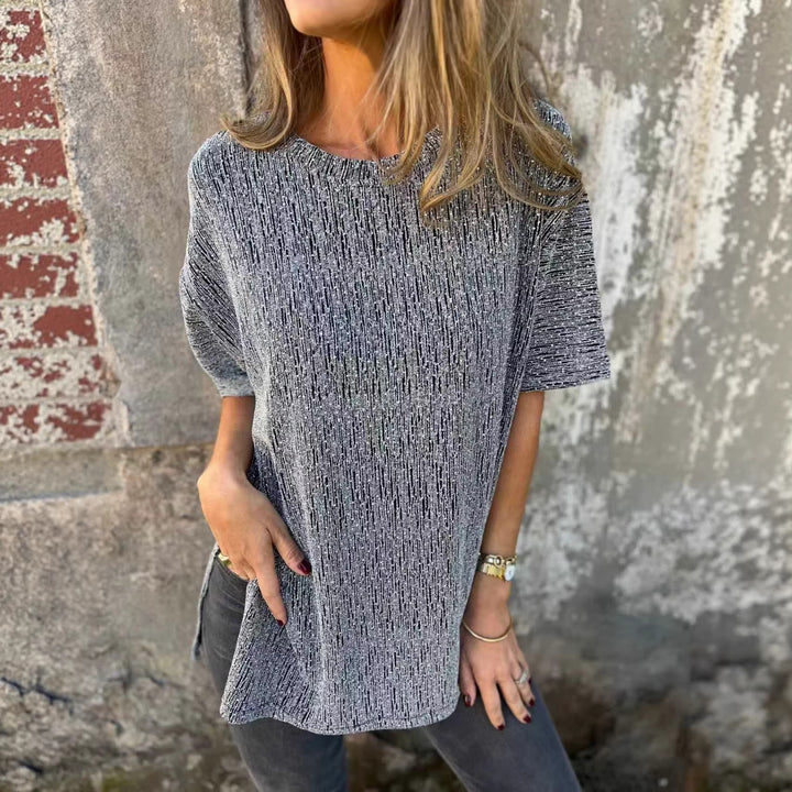 Dame oversized T-shirt med glimmersten og afslappet snit Skovae