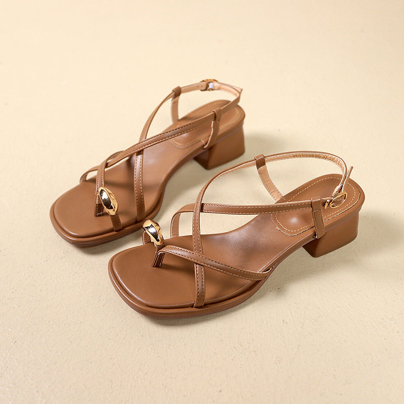 Dame elegante blokhæl slide sandaler Stilla