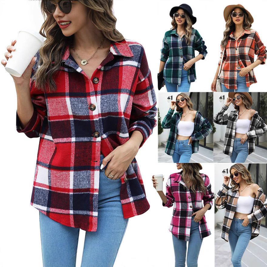 Dame Oversized Flannel Skjorte Stilla