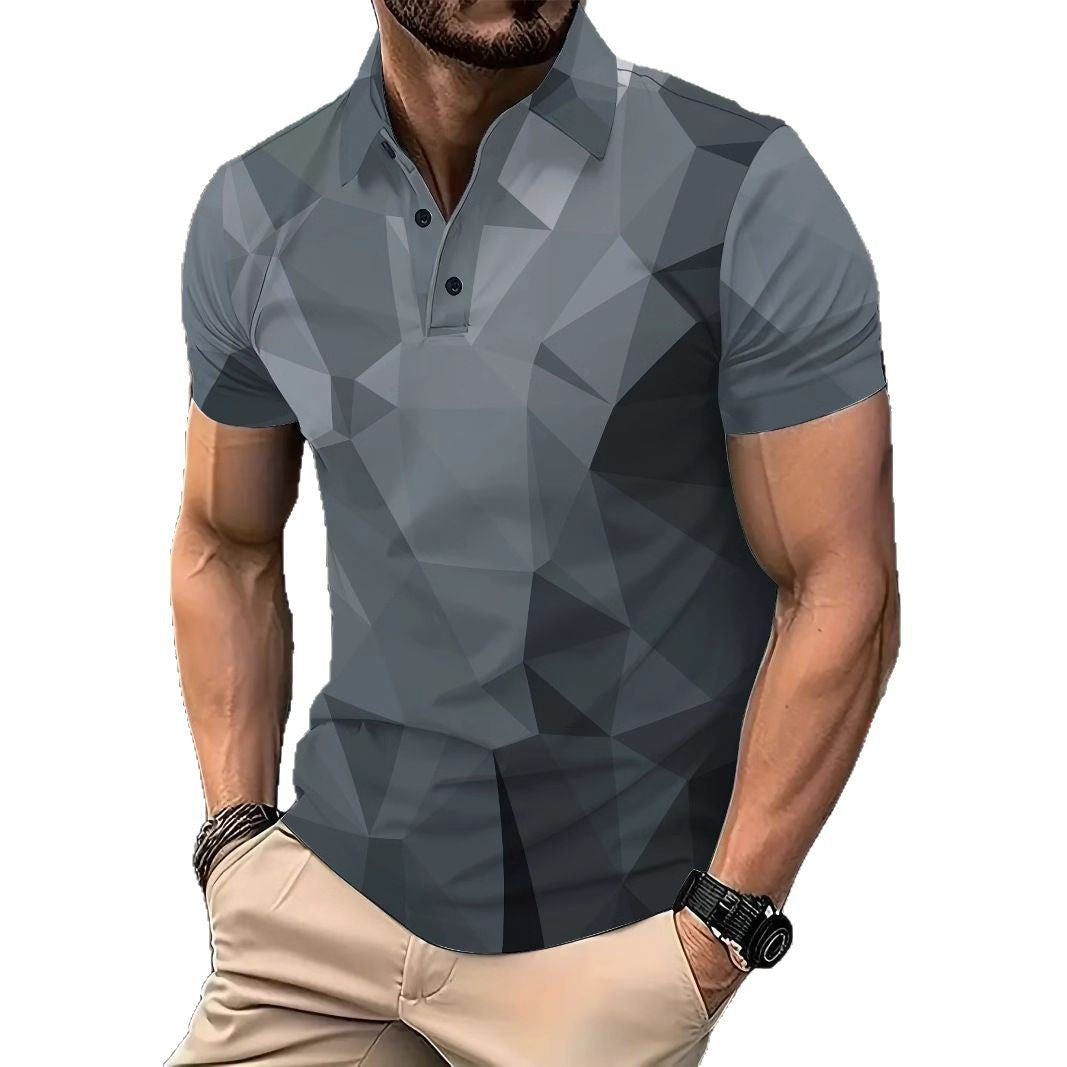 Herrer poloshirt med moderne 3D-trekant design Stilla