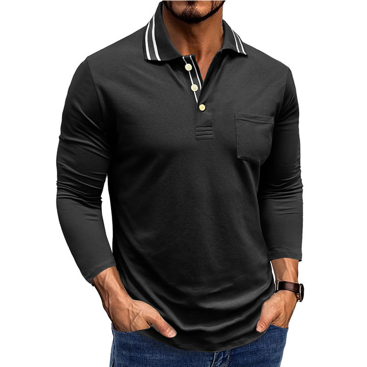 Herrer Langærmet Poloshirt med moderne design og kontrasterende accenter Stilla