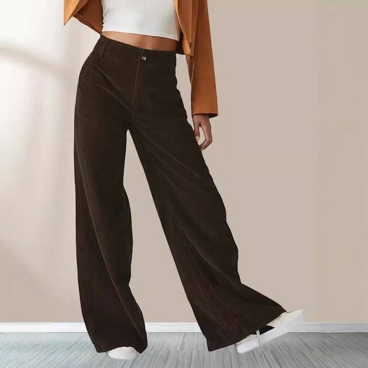 Damevidde Cordbukser med elegant plissé-look Stilla
