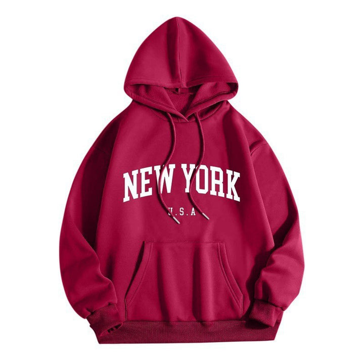 Dame hoodie med stilfuld New York print Skovae
