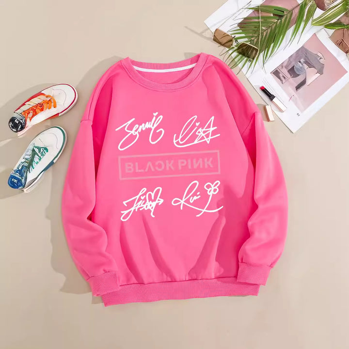 Kvinders casual sweatshirt med kreativ signaturmotiv Skovae