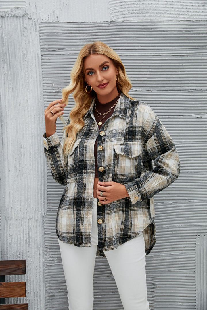 Damer Ruted Overshirt-Jakke i blødt Flannel Stilla