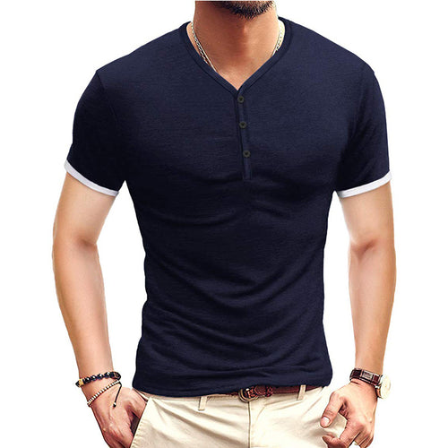 Herrer kortærmet Henley-shirt med kontrasterende accenter Stilla