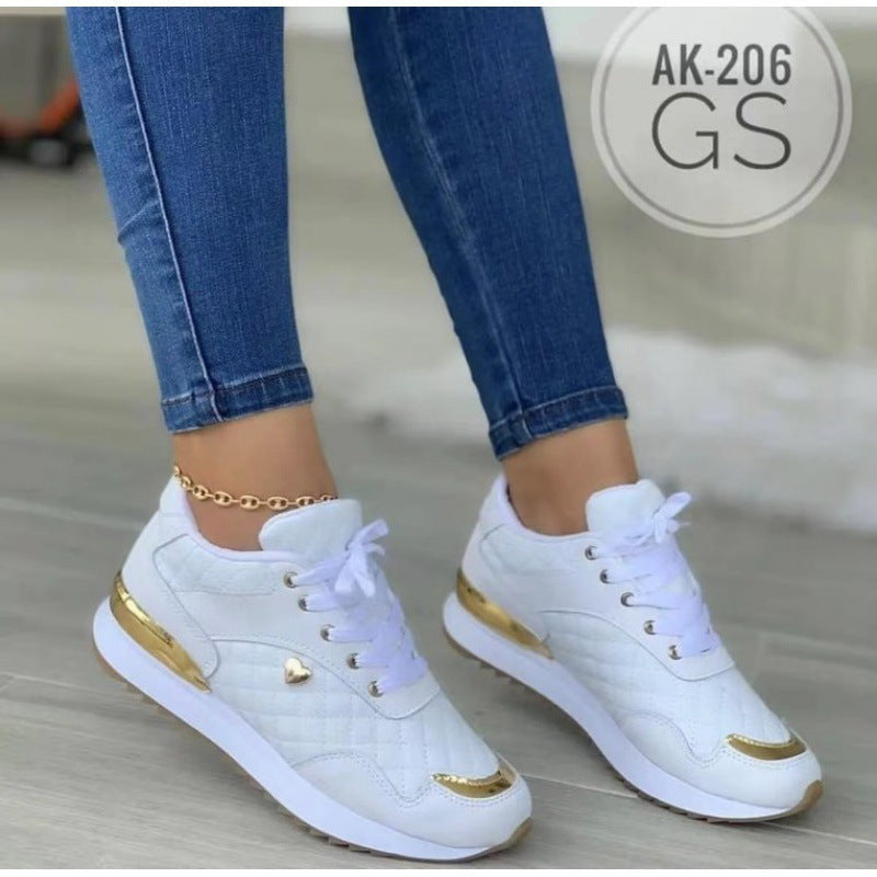 Dame sporty sneakers med elegant guldaccent og åndbart overmateriale Stilla