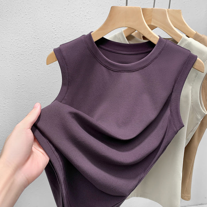 Dame ærmeløs top med elegant draperingsdesign Stilla
