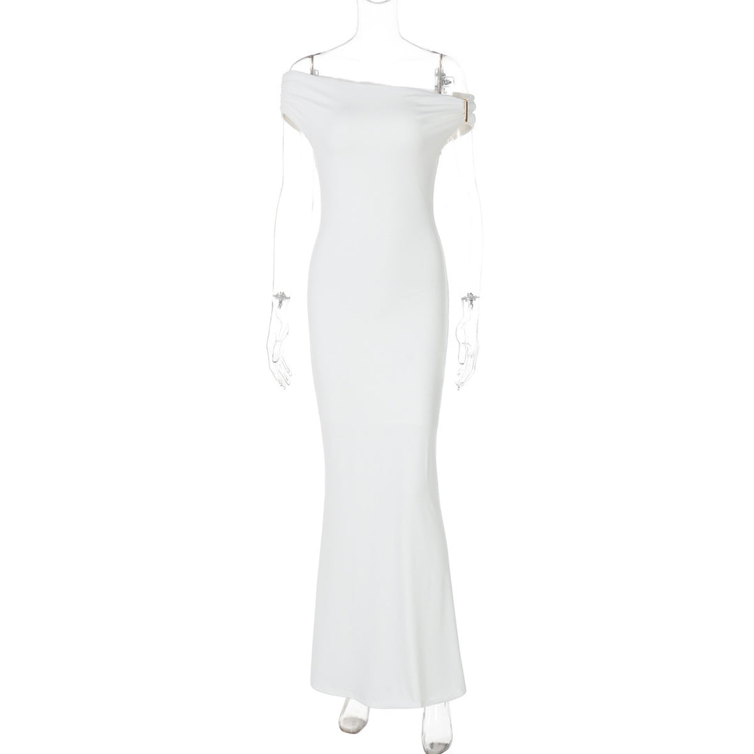 Dame Elegant Off-Shoulder maxikjole med figursyet snit Stilla