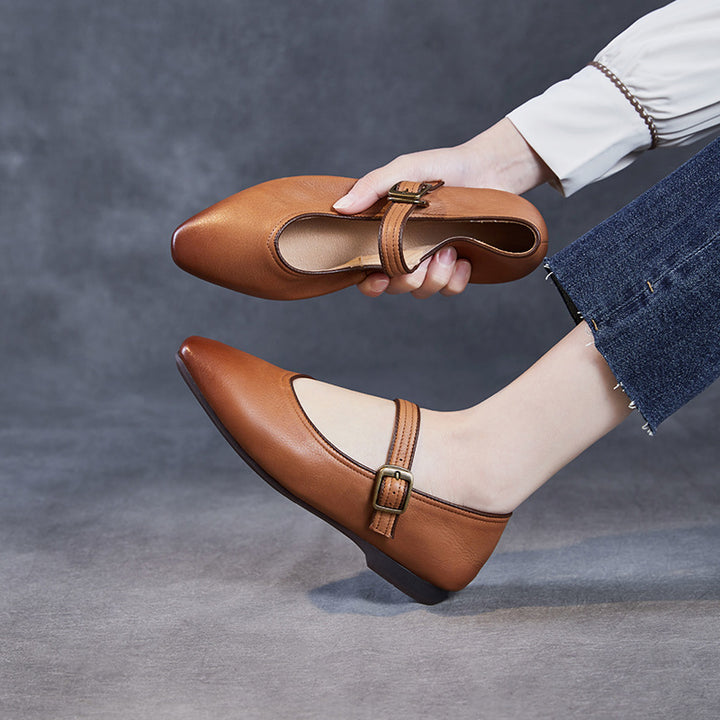 Dame elegante Mary Jane Ballerinas med justerbar spænde-detalje Stilla