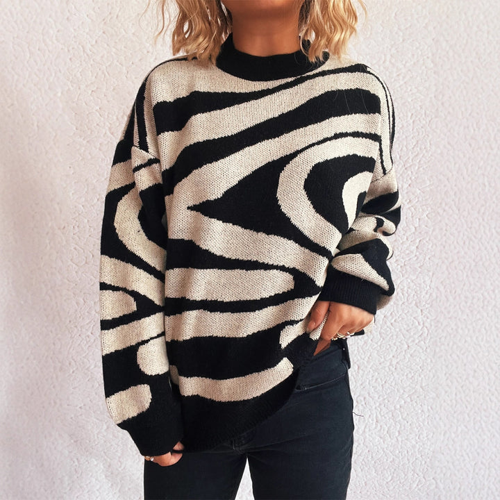 Kvindernes hyggelige oversized pullover med trendy zebra mønster Stilla