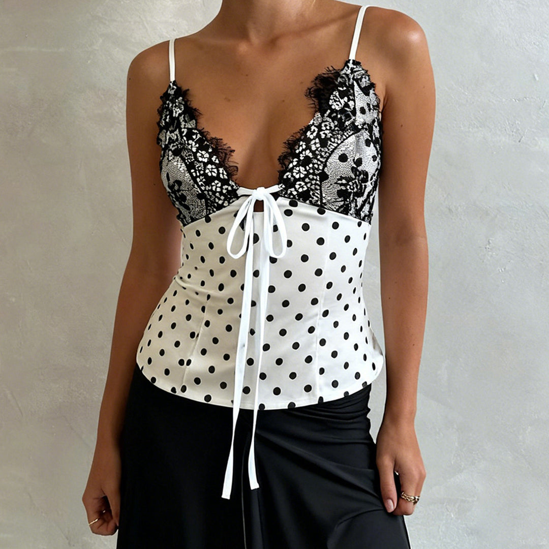 Dame Sexy Spids-top med prikket design Skovae