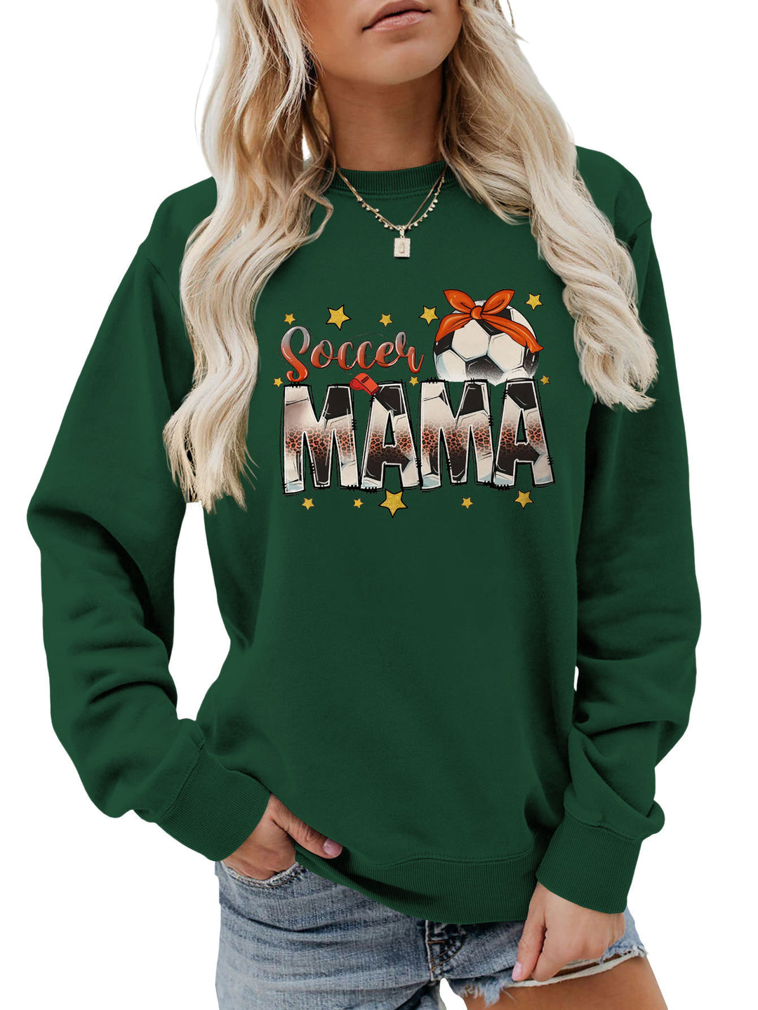 Kvinders sweatshirt med iøjnefaldende "Soccer Mama" print og behagelig pasform Stilla