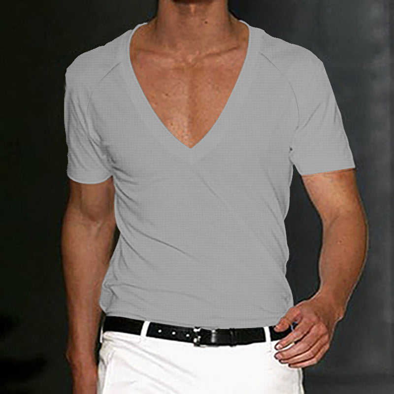 Herrer moderne V-hals T-shirt med åndbare egenskaber Stilla