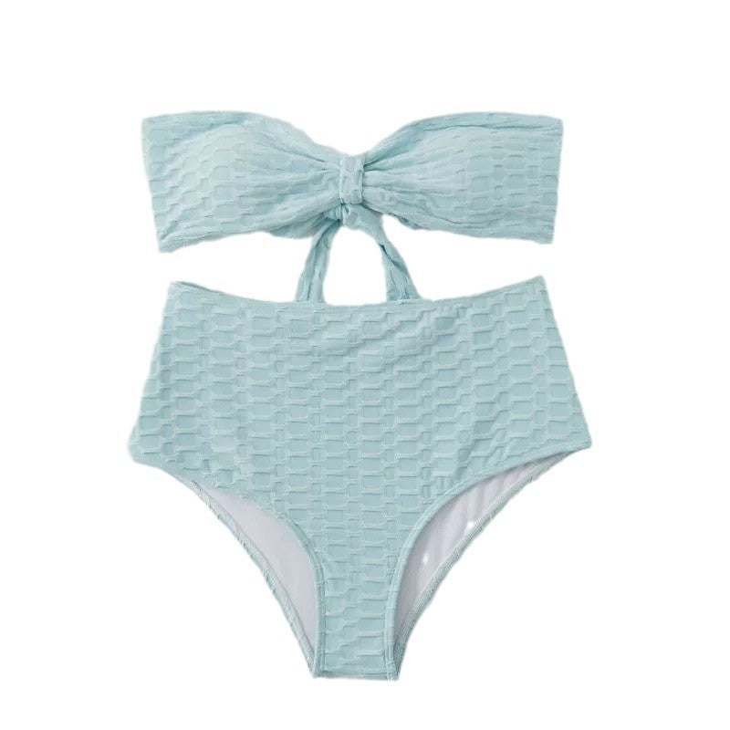 Dame Strapless Høj Taljeret Textureret Bikini Sæt Stilla