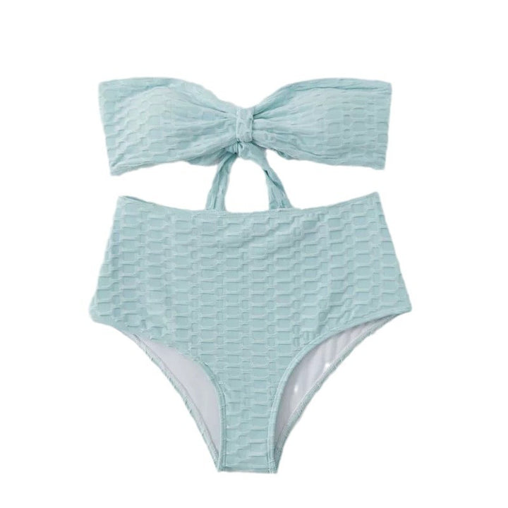 Dame Strapless Høj Taljeret Textureret Bikini Sæt Stilla