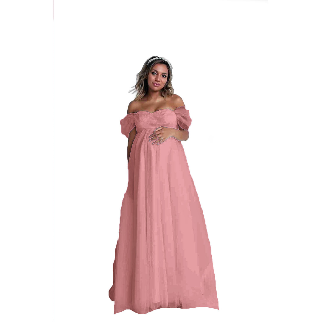 Dame Off-Shoulder Tulle Graviditetskjole Stilla