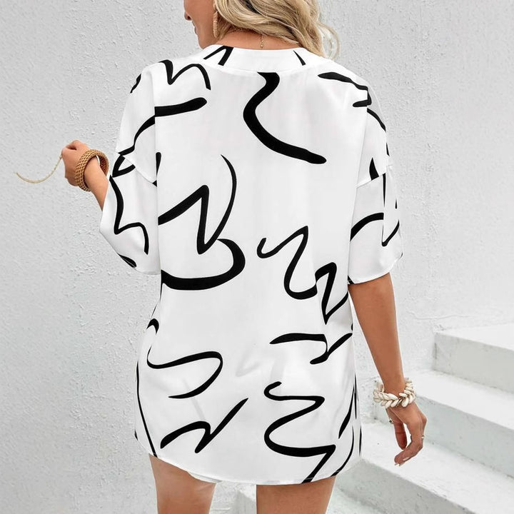 Dame Abstract Print Kimono Sæt Stilla