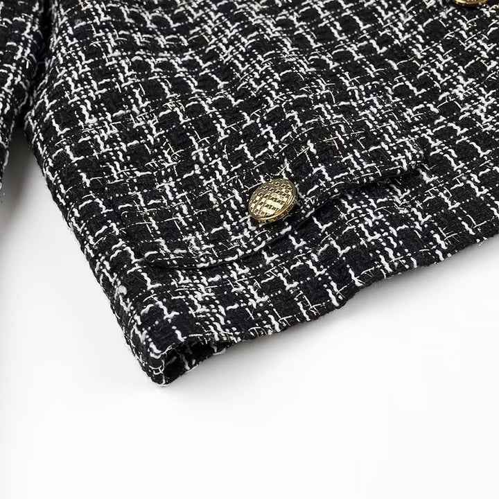 Dame elegant Tweed-jakke med gyldne knapper Stilla