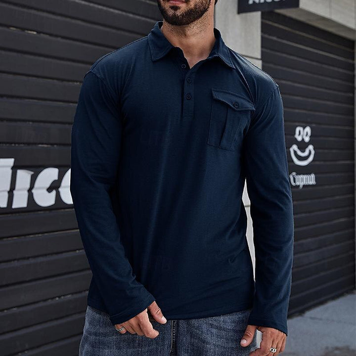 Herre Langærmet Henley Polo med moderne ståkrave Stilla