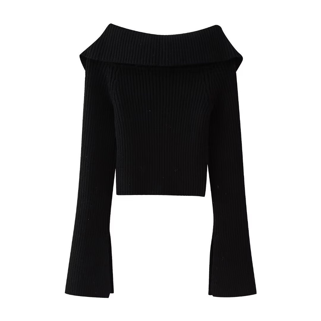 Dame Elegant Cropped-Jakke med bred Krave og Lynlås Stilla