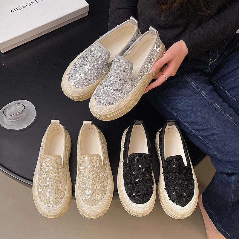 Dame Paillette-dekoreret Plattform Slip-On Sneakers Stilla