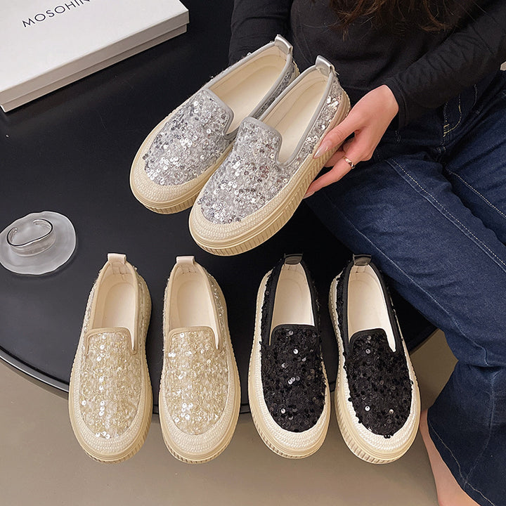 Dame Paillette-dekoreret Plattform Slip-On Sneakers Stilla