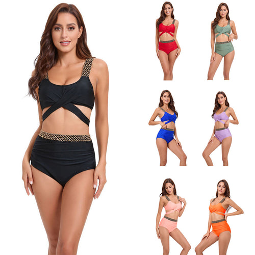 Dame High-Waist-Bikini-Sæt med moderne indpakningsdesign og elegante stropdetaljer Stilla