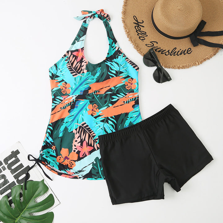 Dame Sport Tankini-sæt med floralt overdel og shorts Stilla