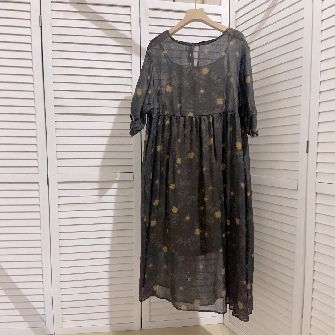 Femme Patchwork Floral Maxi Kjole Stilla