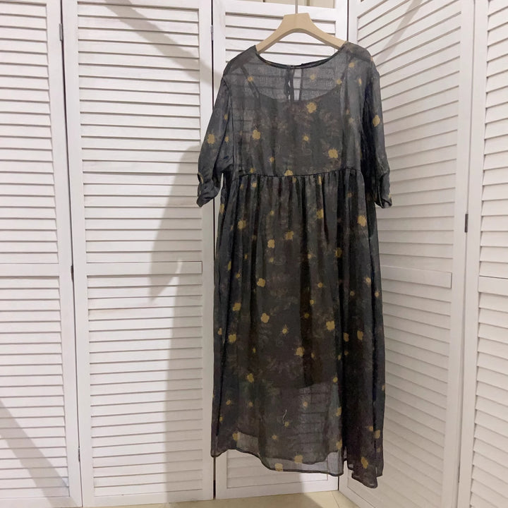 Femme Patchwork Floral Maxi Kjole Stilla