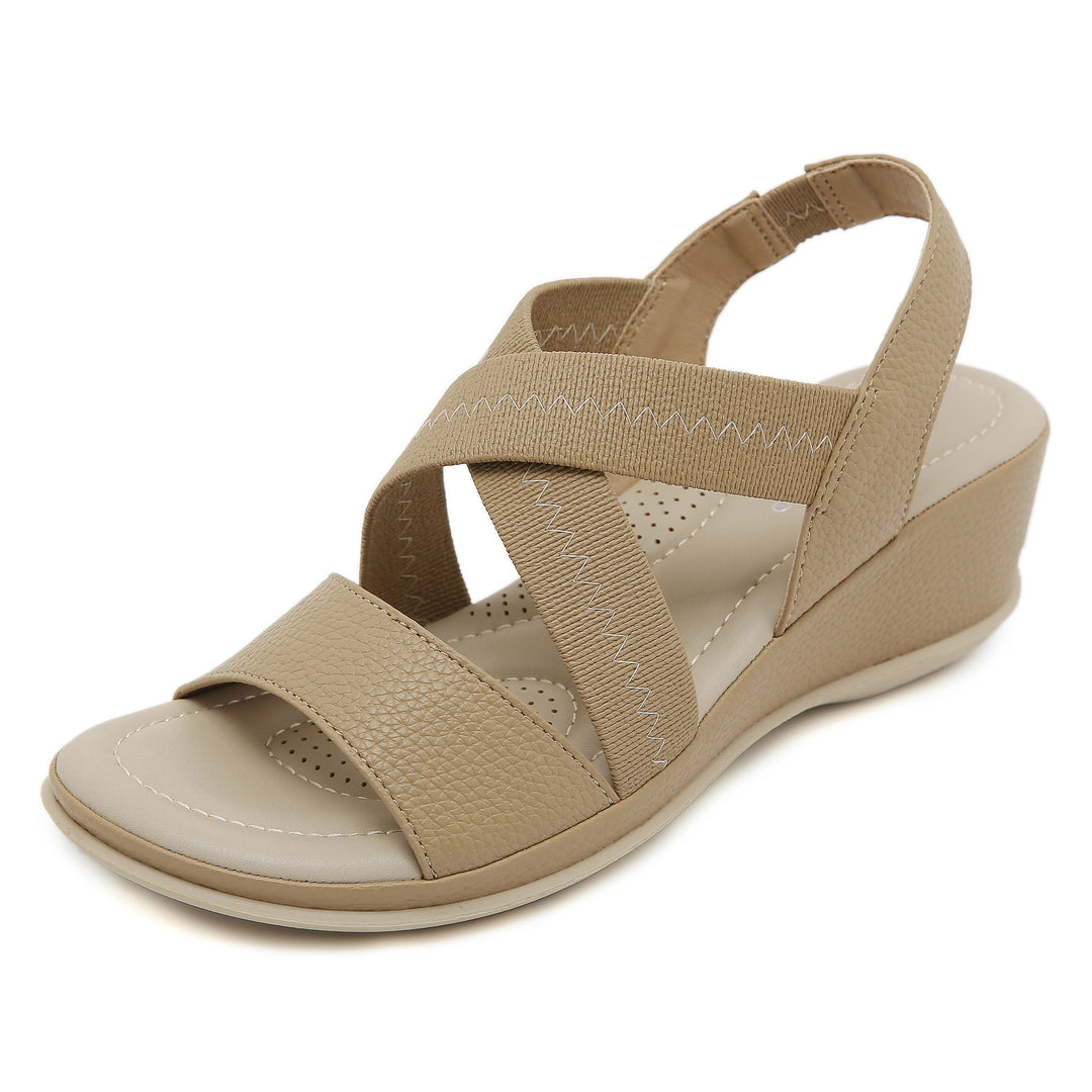 Dame Wedge-sandaler med elastiske kryds-remme og stødabsorberende fodseng Stilla