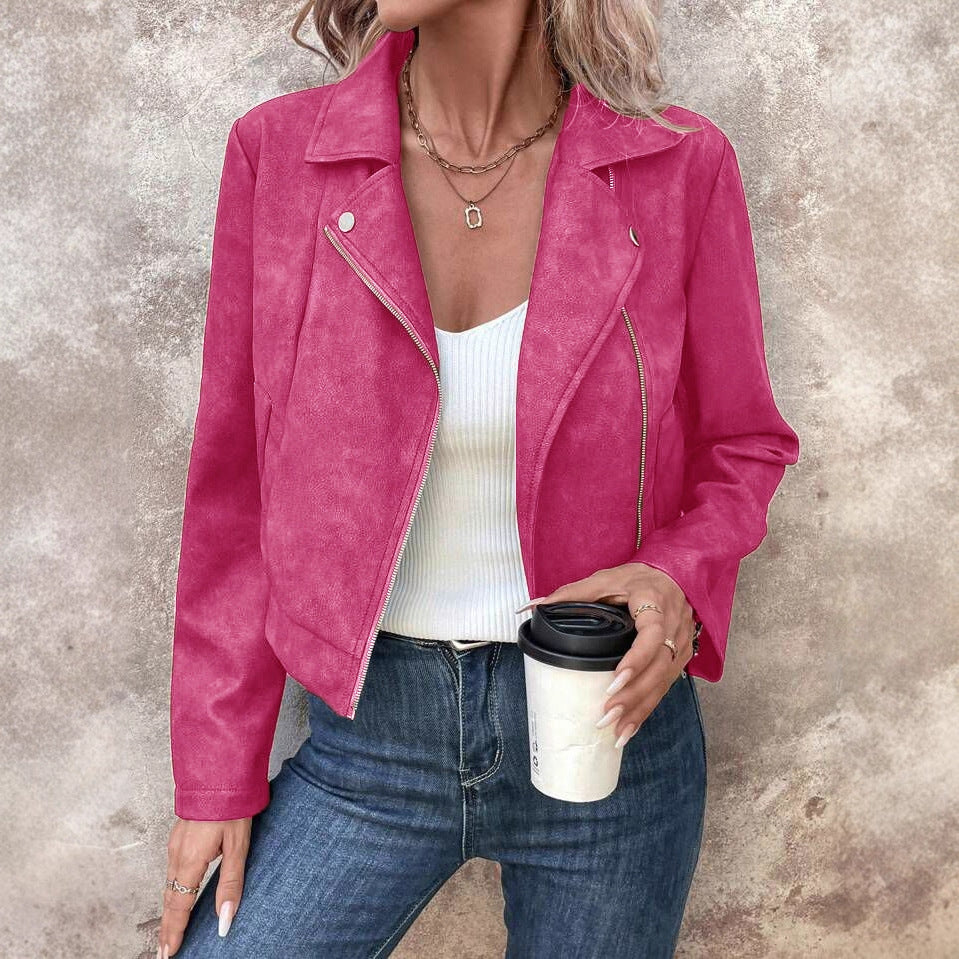 Dame casual faux leather bikerjakke med moderne snit og elegante accenter Stilla