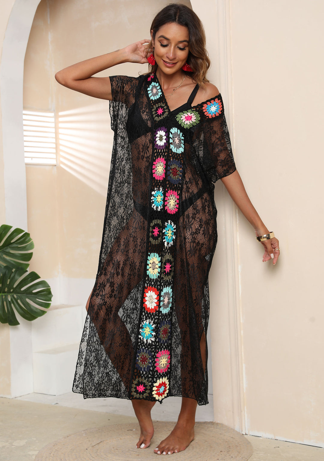 Dame Spids Strand Cover-Up Kimono Stilla