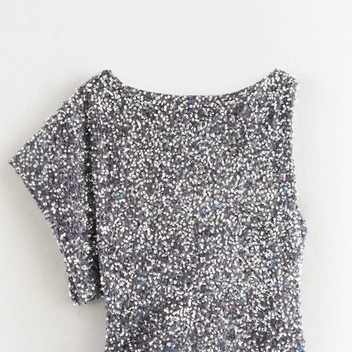 Femme Pailletter En-skulder Minikjole Stilla