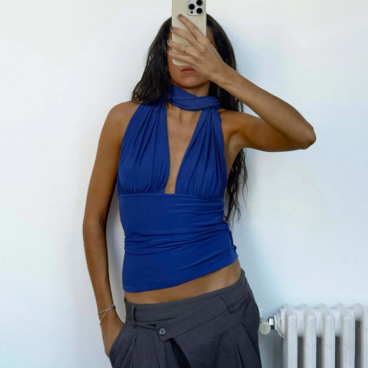Damen Haltertop mit elegantem Wickeldesign und figurbetonter Passform Skovae