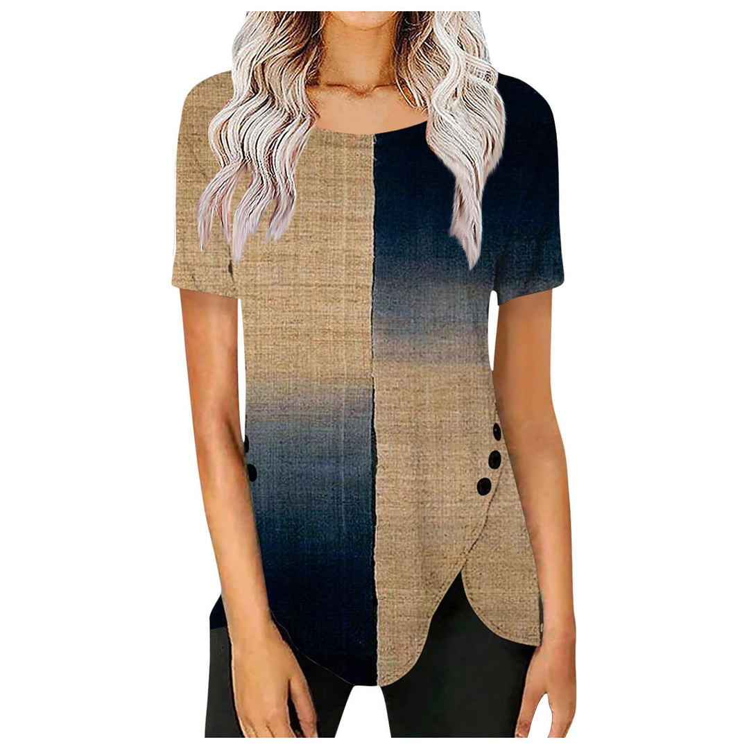 Dame bluseskjorte med floralt design og asymmetrisk kant Stilla