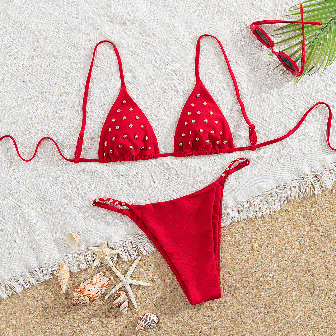 Dame Triangel-Bikini med gyldne detaljer Stilla