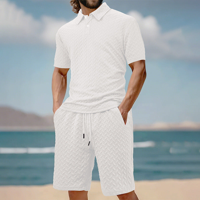 Herre Polo-Shorts-Sæt lavet af åndbart strukturmateriale med moderne design Stilla