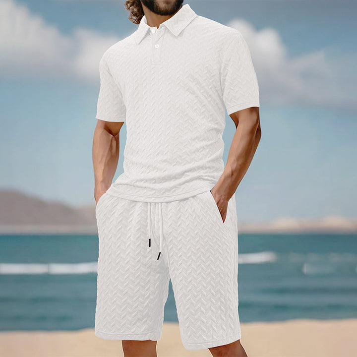 Herre Polo-Shorts-Sæt lavet af åndbart strukturmateriale med moderne design Stilla