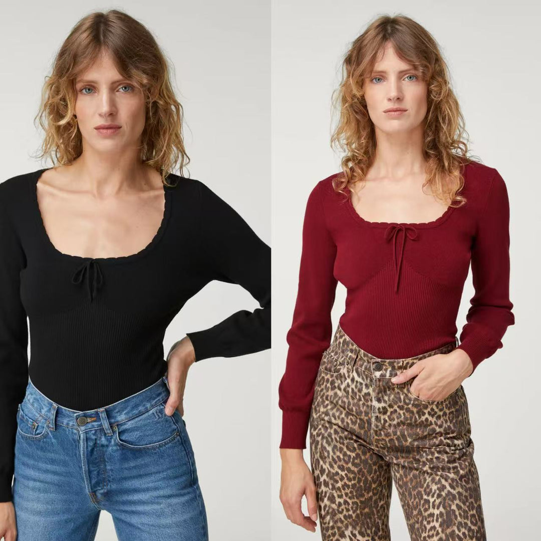 Dame Langærmet Body med Flæsedetaljer Stilla