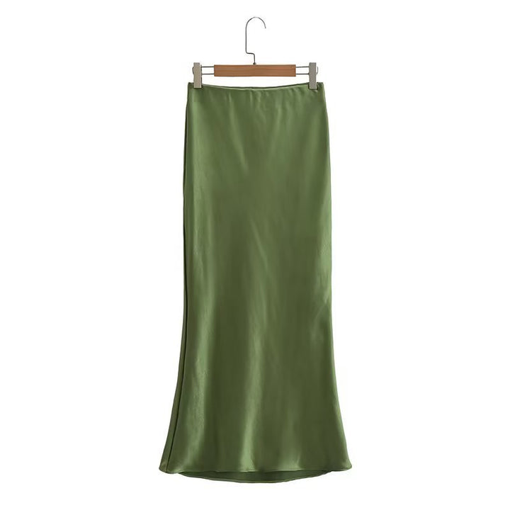Damernes elegante satin nederdel i minimalistisk stil med blød drapering Stilla