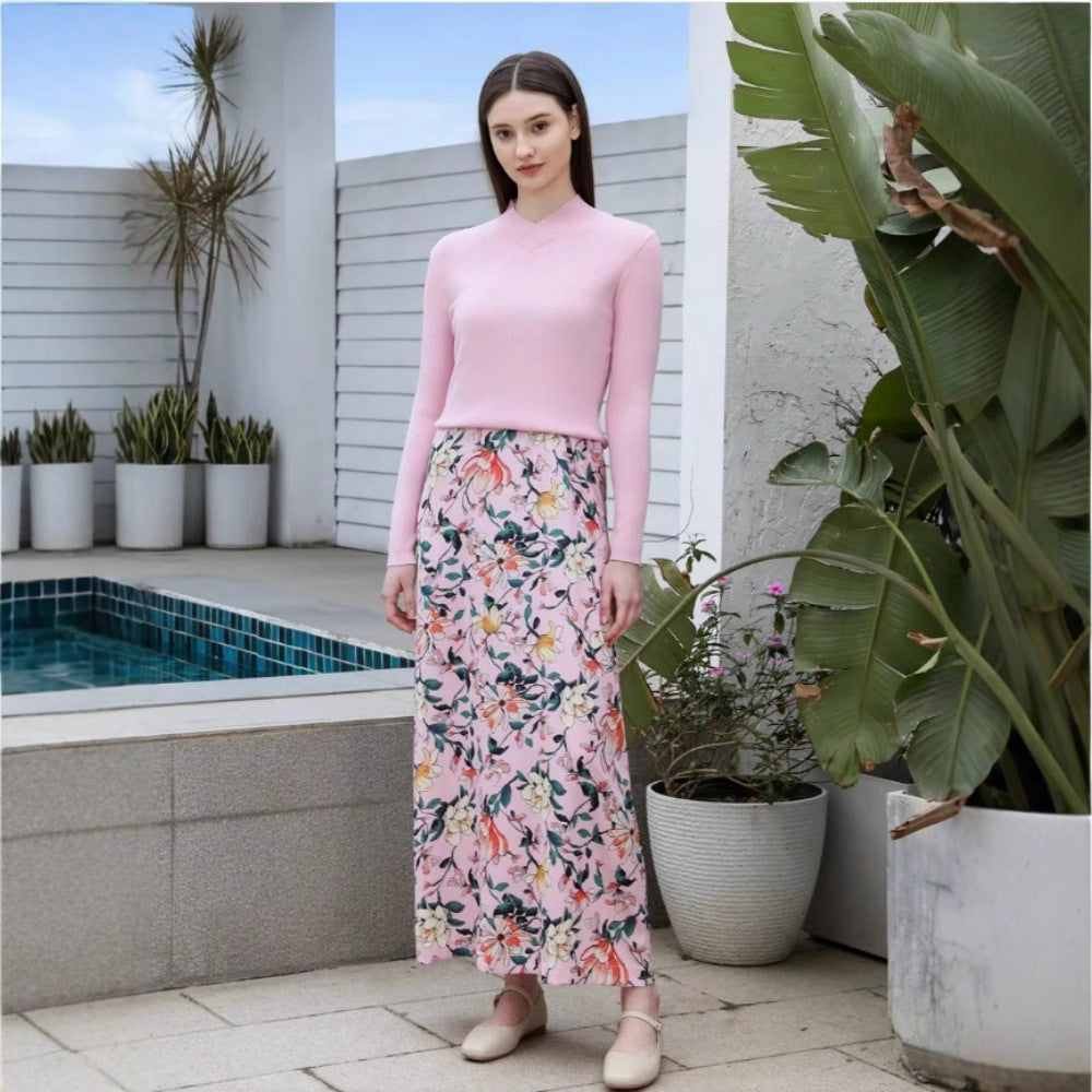 Dame maxikjole med blomstermotiv og elegant snit Stilla