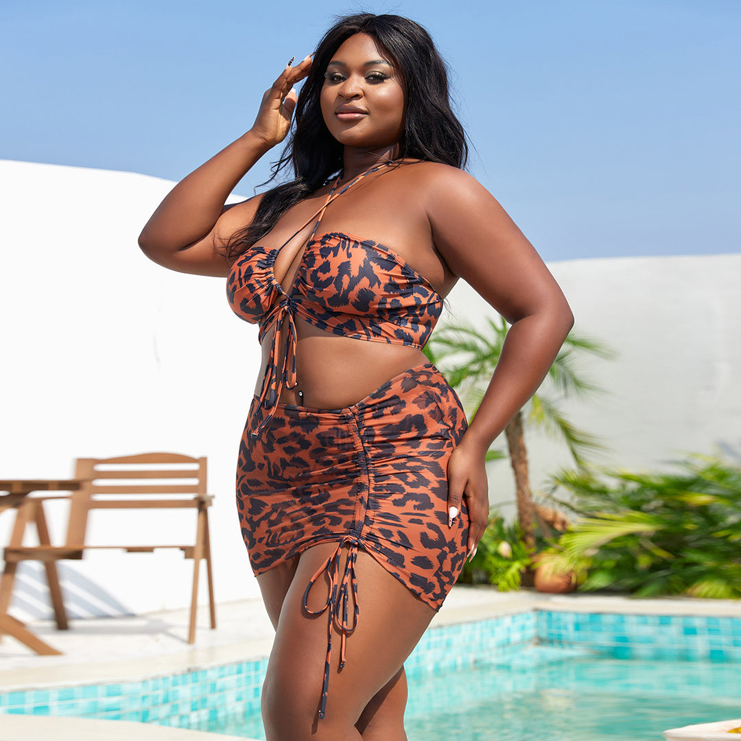 Dame bikini sæt med legende indpakningsdesign og moderne leopardmønster Skovae