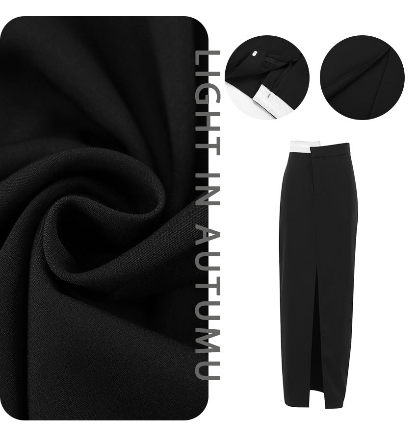 Dame maxiskirt med høj slids og elegant minimalistisk design Stilla