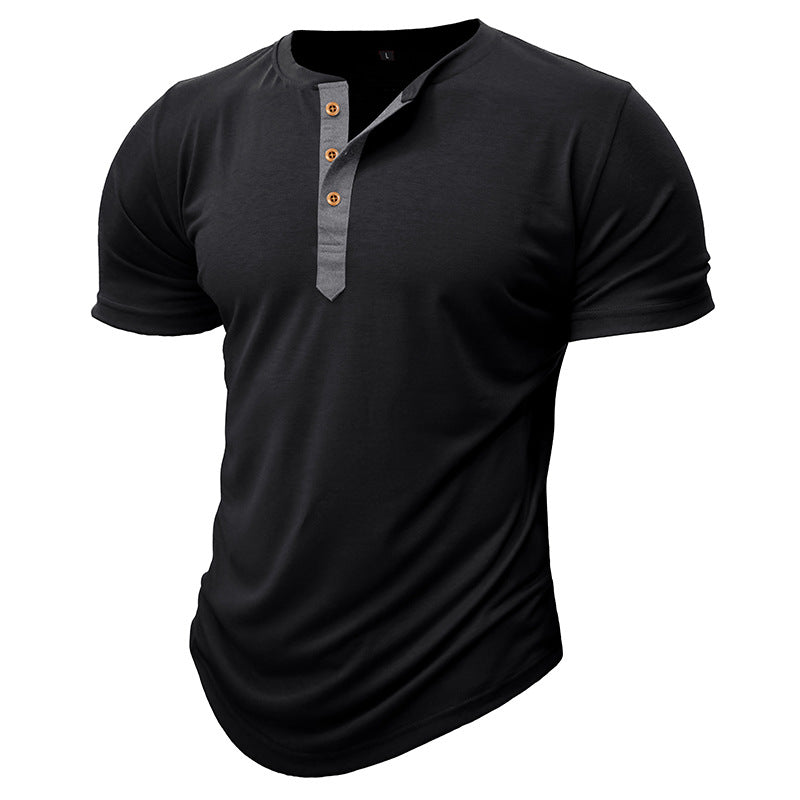 Herrer Henley T-shirt med knapper og afslappet snit Stilla