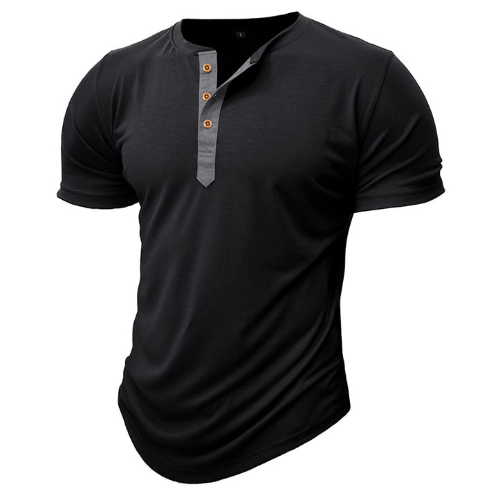 Herrer Henley T-shirt med knapper og afslappet snit Stilla