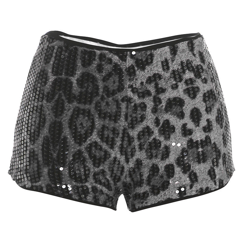 Damer Elegant Leopardskind Kjole med Glittersten Skovae