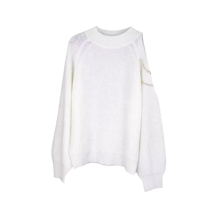 Dame moderigtig sweater med skulderdetaljer og kædeaccentuer Stilla