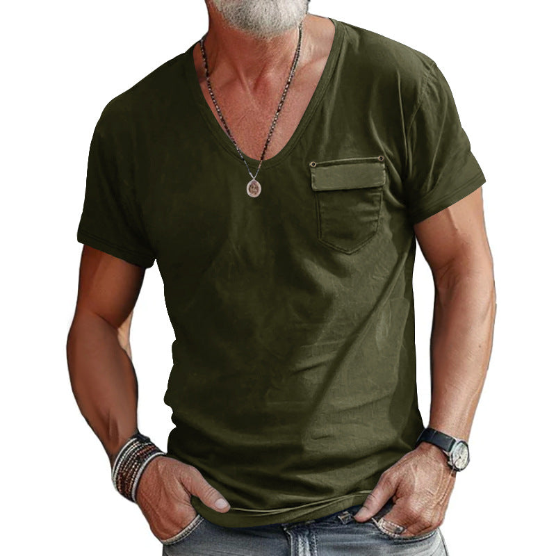 Herrer V-hals T-shirt med lommer Stilla